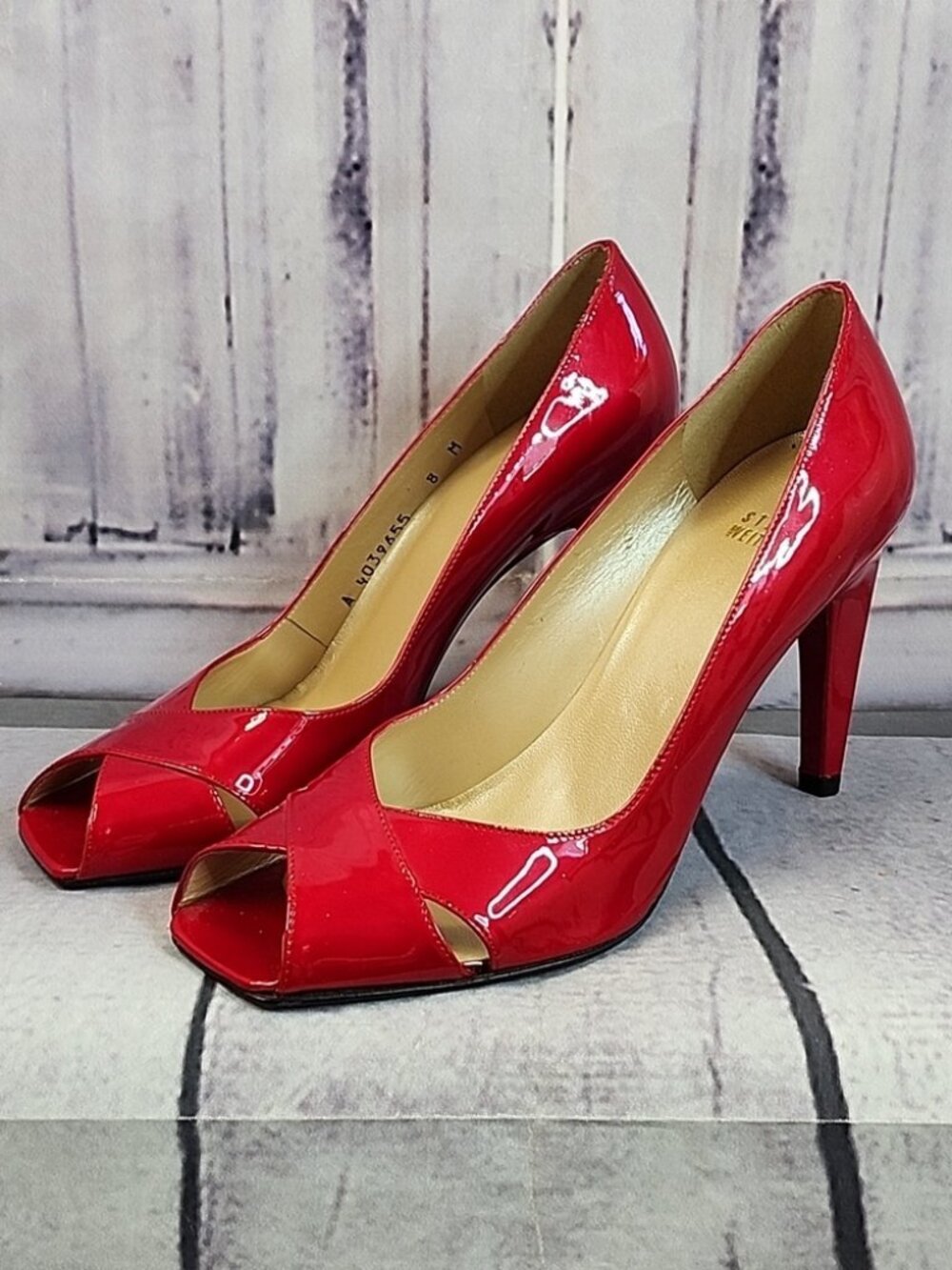 Stuart Weitzman Red Peep Toe Heels